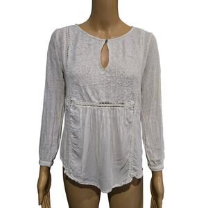 Lucky Brand White 3/4 Sleeve Top Medium